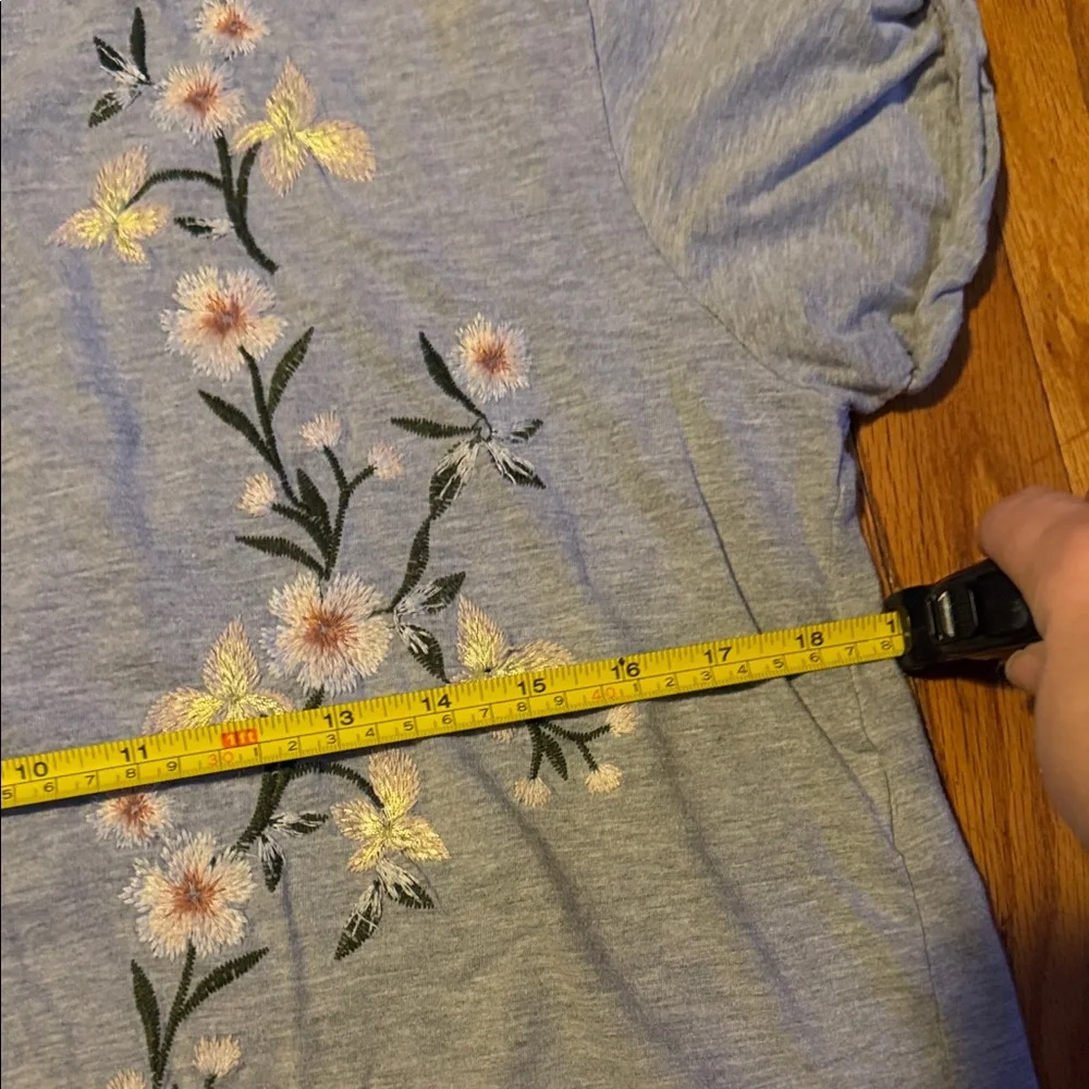 Top Shop Floral Embroidered Gray Women's Crop Top Size 10 - Picture 4 of 6